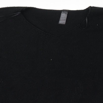 Accessorize Womens Black V-Neck  Acrylic Pullover Jumper Size L   - Shawl