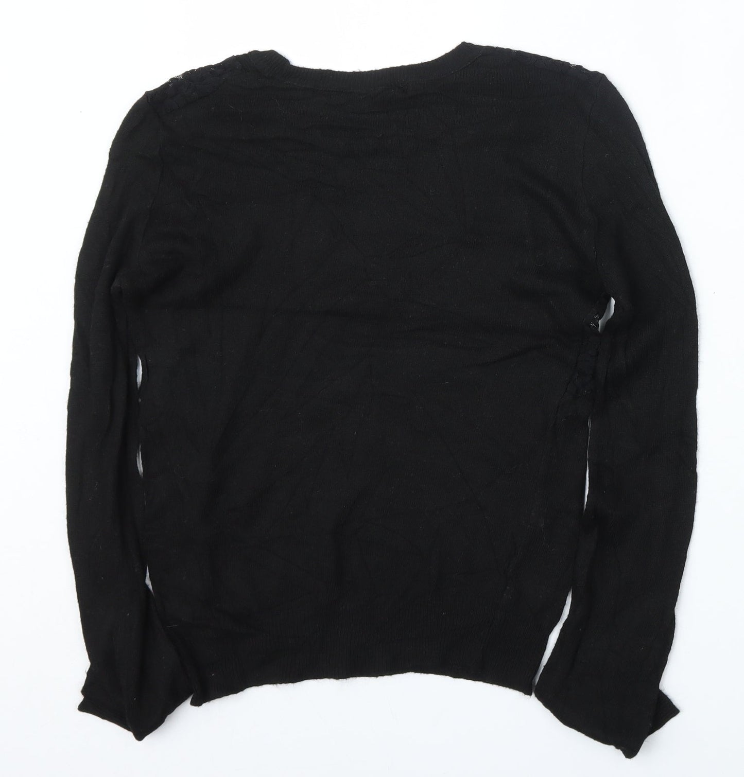 Lara Knit Womens Black Round Neck  Polyester Pullover Jumper Size M
