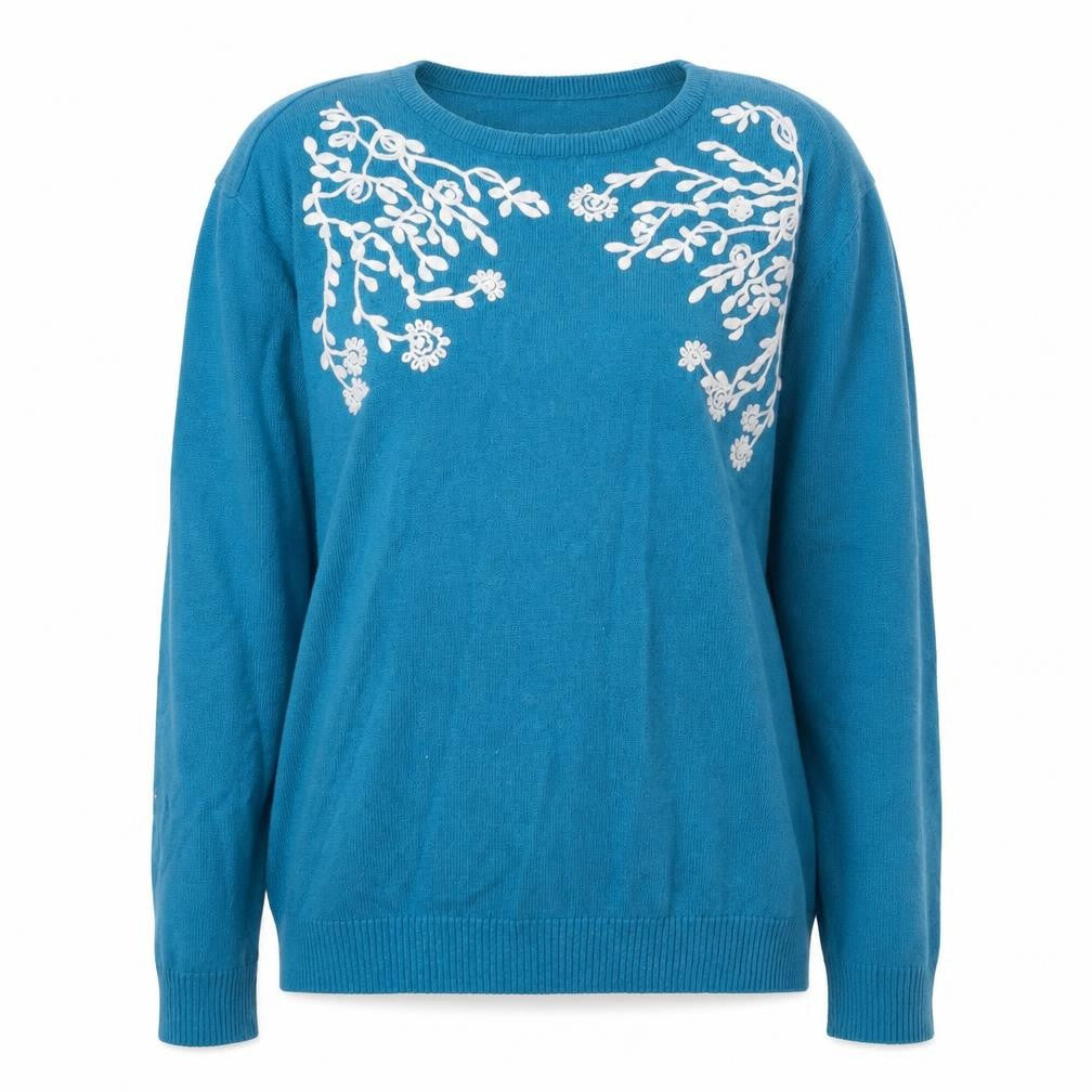 Stock Shop Womens Blue Round Neck  Polyester Pullover Jumper Size M