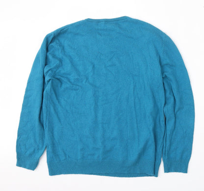Stock Shop Womens Blue Round Neck  Polyester Pullover Jumper Size M