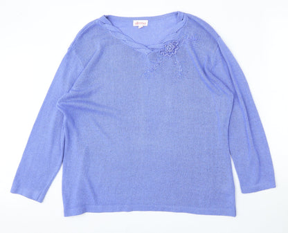 Womens UK Size 16 Slimma Purple Pullover Jumper