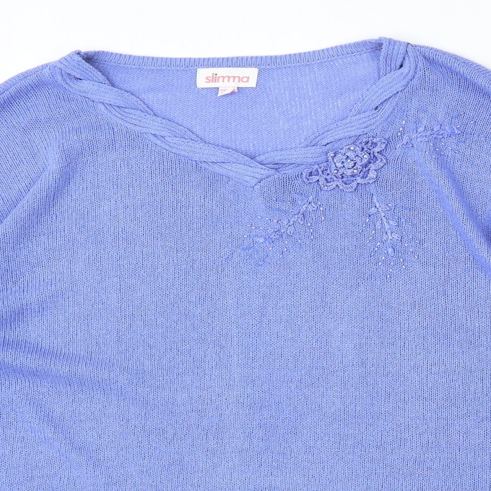 Womens UK Size 16 Slimma Purple Pullover Jumper