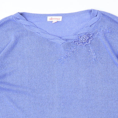 Womens UK Size 16 Slimma Purple Pullover Jumper
