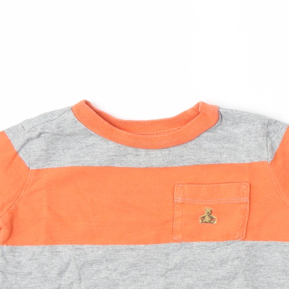 Gap Boys Multicoloured Striped Cotton Basic T-Shirt Size 12-18 Months Round Neck