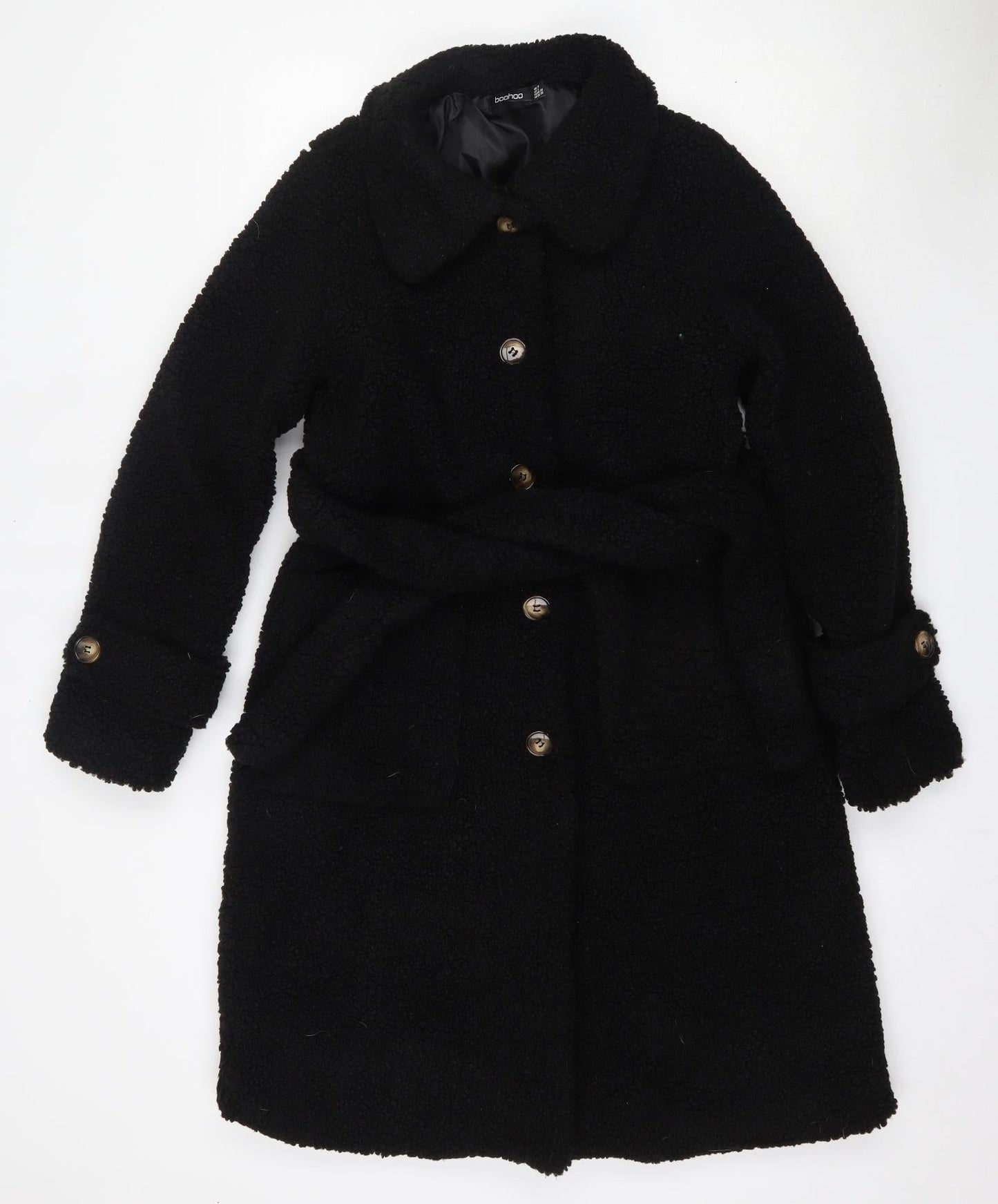 Womens UK Size 10 Boohoo Black Pea Coat