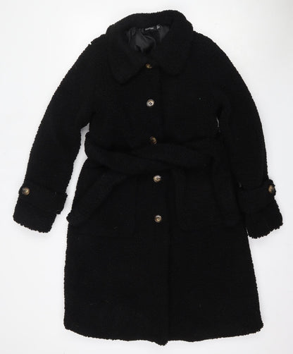 Womens UK Size 10 Boohoo Black Pea Coat
