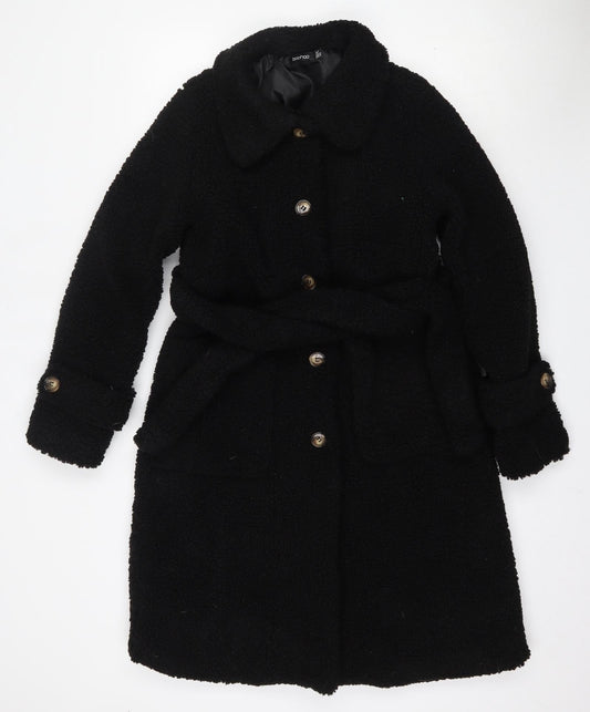 Womens UK Size 10 Boohoo Black Pea Coat