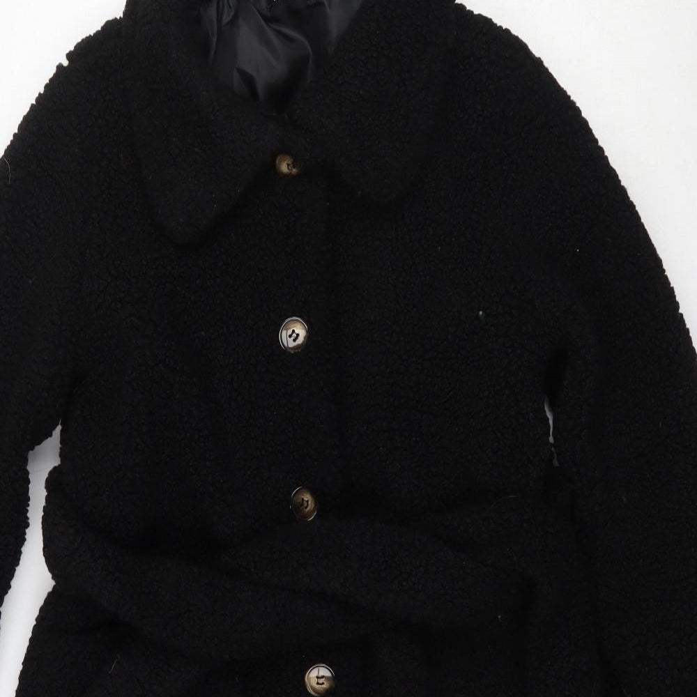 Womens UK Size 10 Boohoo Black Pea Coat