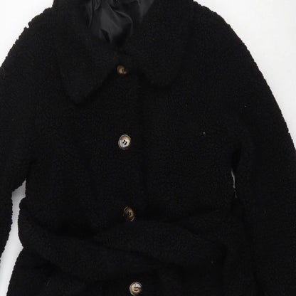 Womens UK Size 10 Boohoo Black Pea Coat