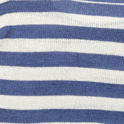 George Womens Blue Boat Neck Striped Acrylic Pullover Jumper Size 16
