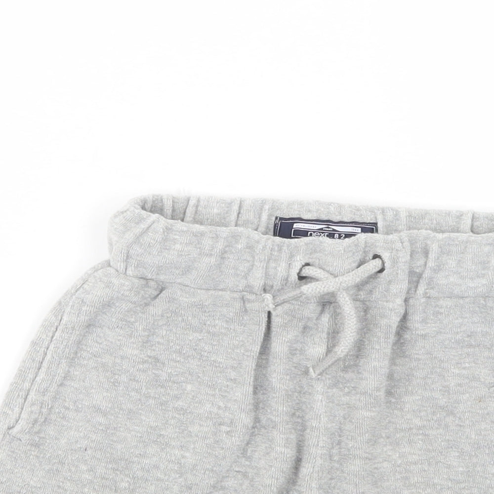 NEXT Baby Grey  Cotton Cropped Trousers Size 12-18 Months  Drawstring