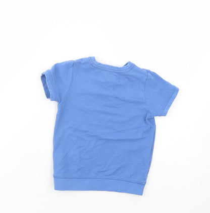 Marks and Spencer Baby Blue  Cotton Pullover T-Shirt Size 12-18 Months Henley Button