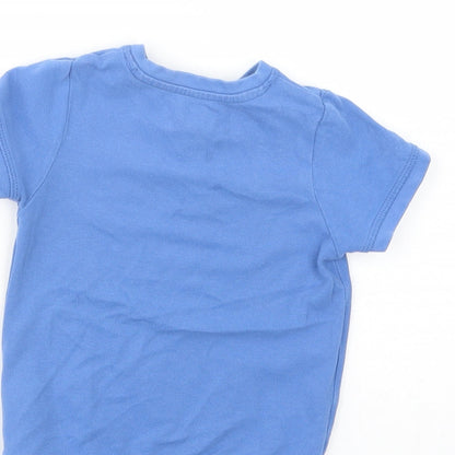 Marks and Spencer Baby Blue  Cotton Pullover T-Shirt Size 12-18 Months Henley Button