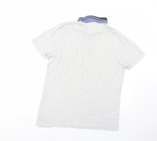 Cedarwood State Mens Grey  Cotton  Polo Size L Collared Button