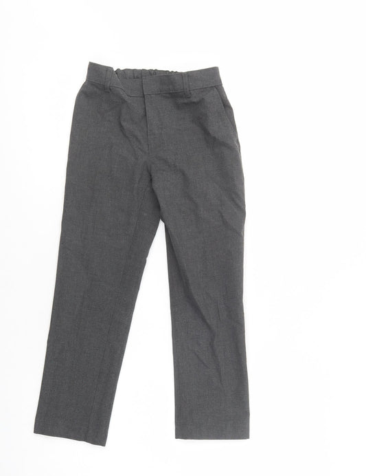 Marks and Spencer Boys Grey  Polyester Dress Pants Trousers Size 8-9 Years  Regular Button - School Wear
