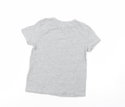 Primark Girls Grey  Cotton Pullover T-Shirt Size 5-6 Years Crew Neck Pullover - Living For The Weekend