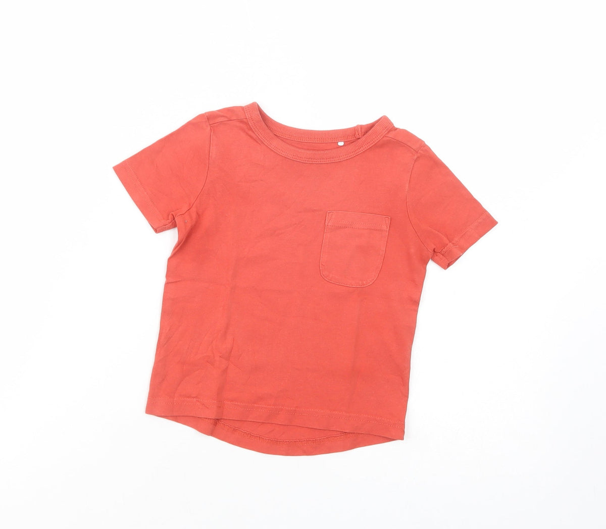 Additional front view of George Baby Red Cotton Basic T-Shirt, size 12-18, Months Crew Neck Pullover