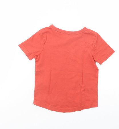Back view of George Baby Red Cotton Basic T-Shirt, size 12-18, Months Crew Neck Pullover