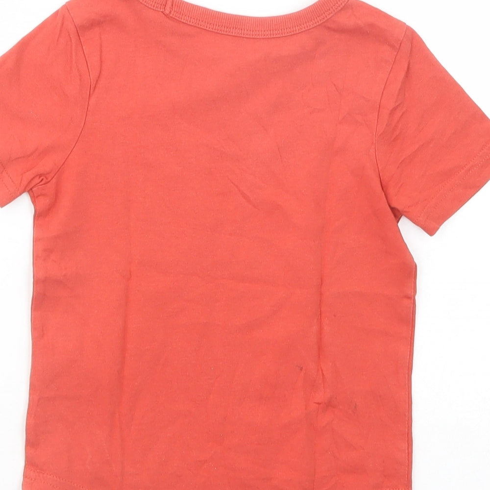 Brand and care label for George Baby Red Cotton Basic T-Shirt, size 12-18, Months Crew Neck Pullover