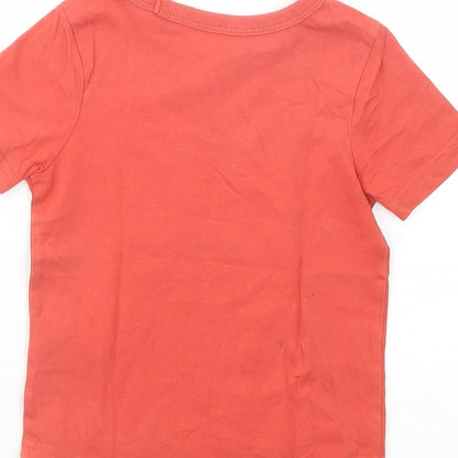 Brand and care label for George Baby Red Cotton Basic T-Shirt, size 12-18, Months Crew Neck Pullover