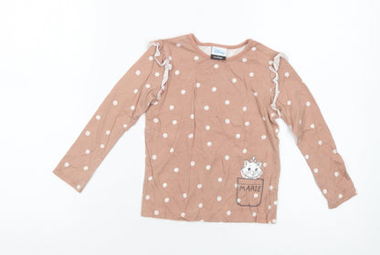 George Girls Pink Polka Dot Cotton Pullover T-Shirt Size 3-4 Years Crew Neck Pullover - Marie The Cat