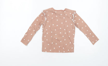 George Girls Pink Polka Dot Cotton Pullover T-Shirt Size 3-4 Years Crew Neck Pullover - Marie The Cat