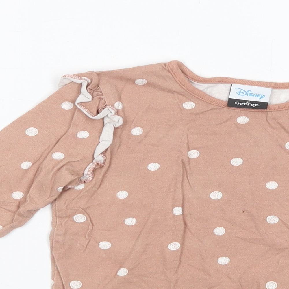George Girls Pink Polka Dot Cotton Pullover T-Shirt Size 3-4 Years Crew Neck Pullover - Marie The Cat