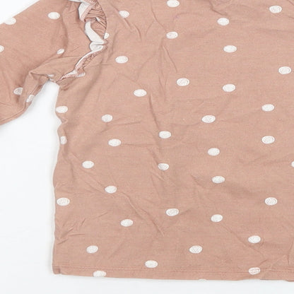 George Girls Pink Polka Dot Cotton Pullover T-Shirt Size 3-4 Years Crew Neck Pullover - Marie The Cat