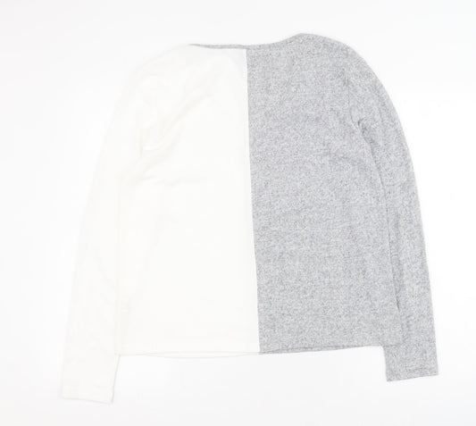 SheIn Womens Grey V-Neck  Polyester Pullover Jumper Size M