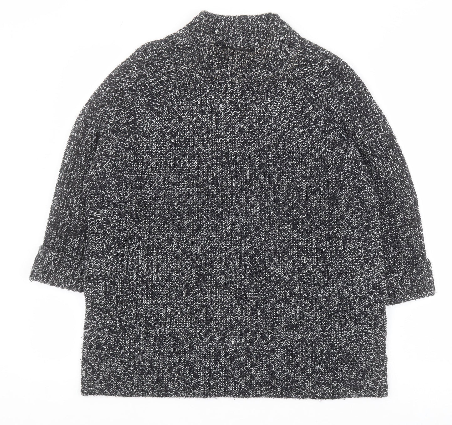 F&F Womens Black High Neck  Acrylic Pullover Jumper Size 12