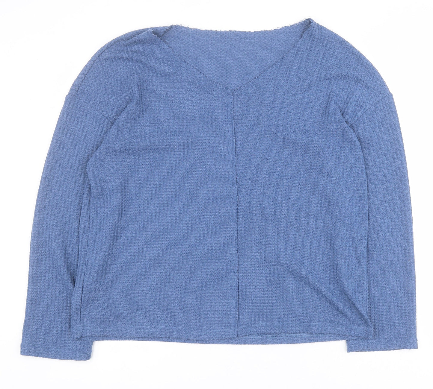SheIn Womens Blue V-Neck  Polyester Pullover Jumper Size L