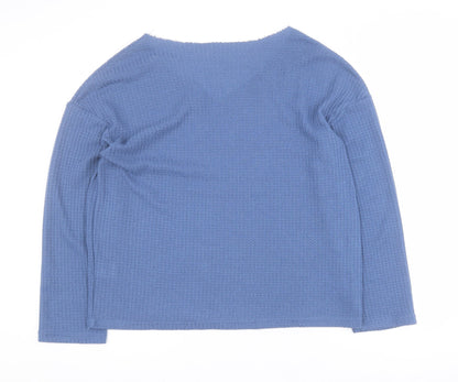 SheIn Womens Blue V-Neck  Polyester Pullover Jumper Size L