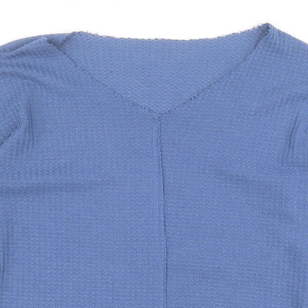 SheIn Womens Blue V-Neck  Polyester Pullover Jumper Size L