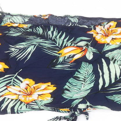 SheIn Womens Blue Floral Viscose Cropped Blouse Size XL Square Neck