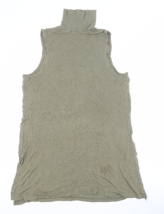 Papaya Womens Green  Viscose Basic Tank Size 16 High Neck
