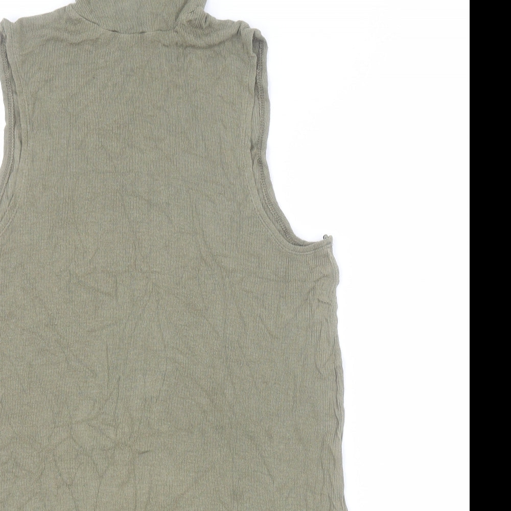 Papaya Womens Green  Viscose Basic Tank Size 16 High Neck
