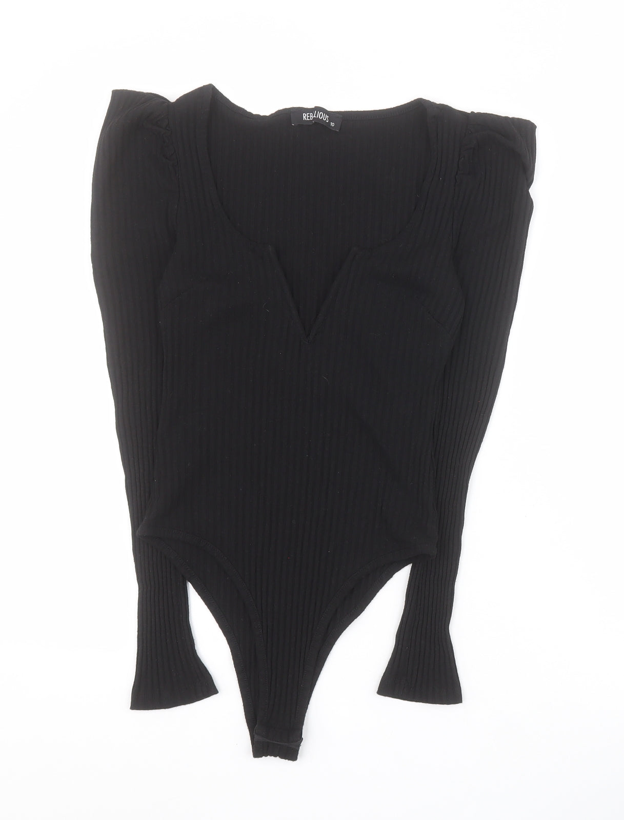 Rebellious Womens Black  Polyester Bodysuit One-Piece Size 10 L9 in Snap