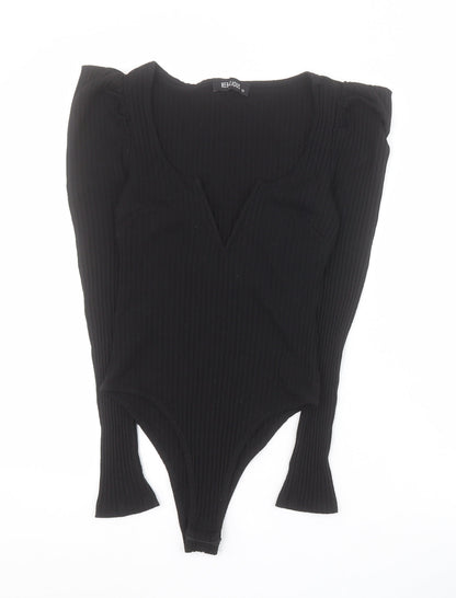 Rebellious Womens Black  Polyester Bodysuit One-Piece Size 10 L9 in Snap