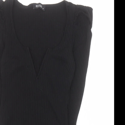 Rebellious Womens Black  Polyester Bodysuit One-Piece Size 10 L9 in Snap
