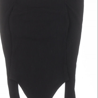 Rebellious Womens Black  Polyester Bodysuit One-Piece Size 10 L9 in Snap