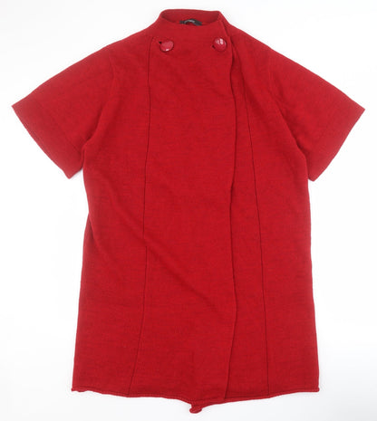 Peruzzi Womens Red High Neck  Acrylic Cardigan Jumper Size M