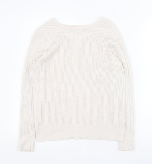 Primark Womens White Round Neck  Viscose Pullover Jumper Size 2XL