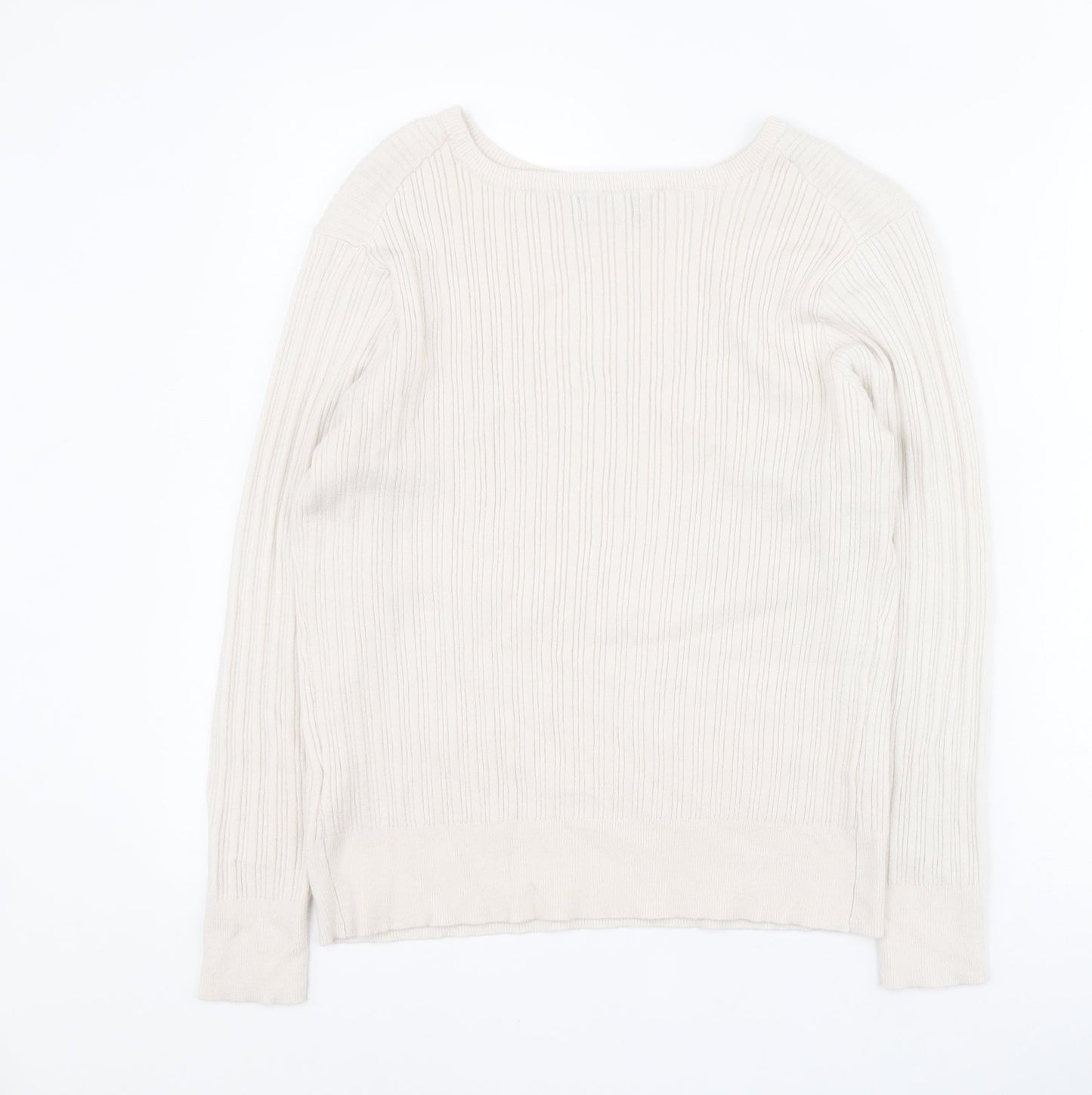 Primark Womens White Round Neck  Viscose Pullover Jumper Size 2XL