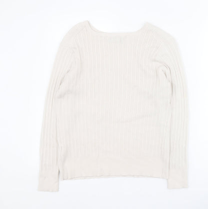 Primark Womens White Round Neck  Viscose Pullover Jumper Size 2XL