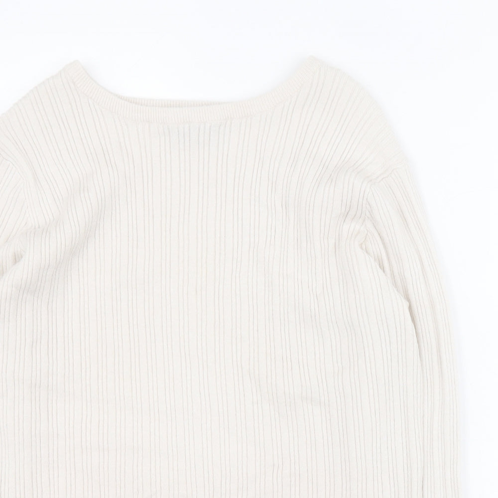Primark Womens White Round Neck  Viscose Pullover Jumper Size 2XL