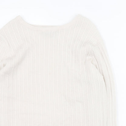 Primark Womens White Round Neck  Viscose Pullover Jumper Size 2XL