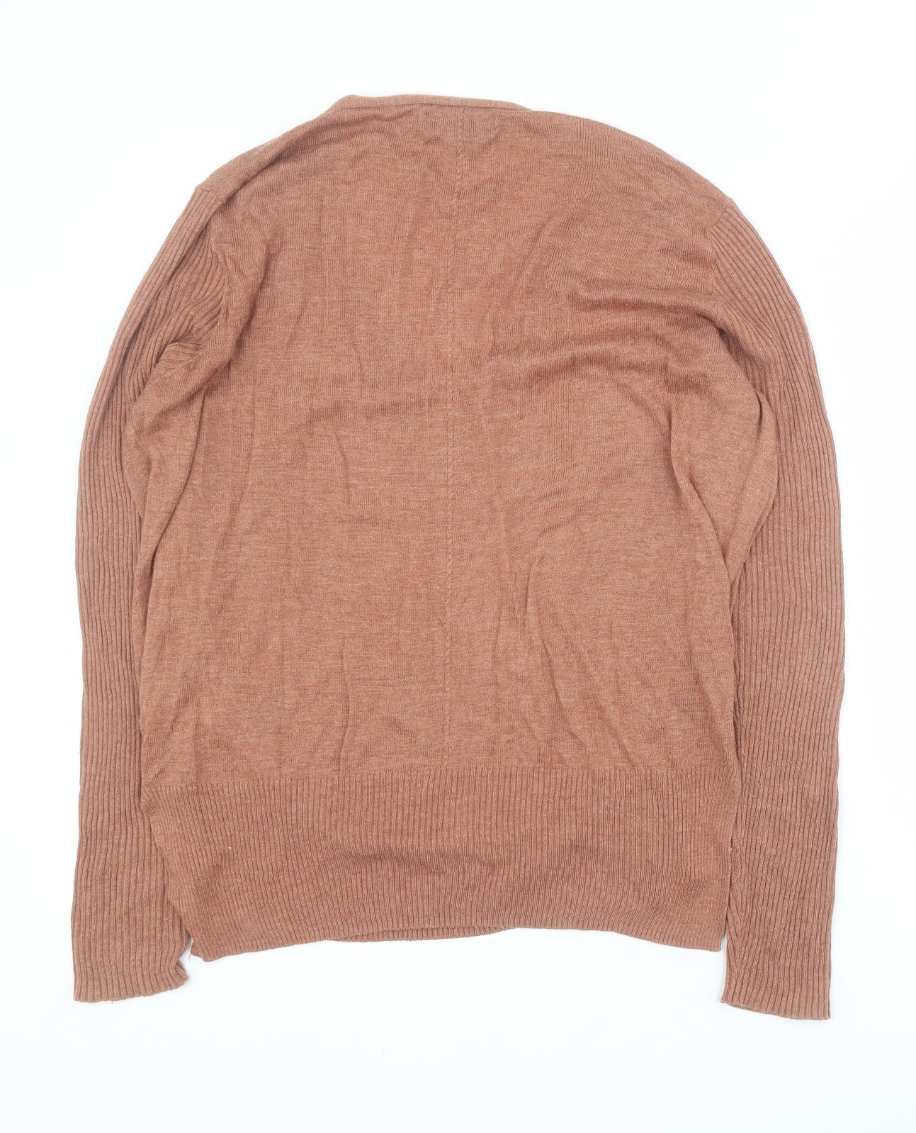 Primark Womens Brown V-Neck  Acrylic Pullover Jumper Size 14