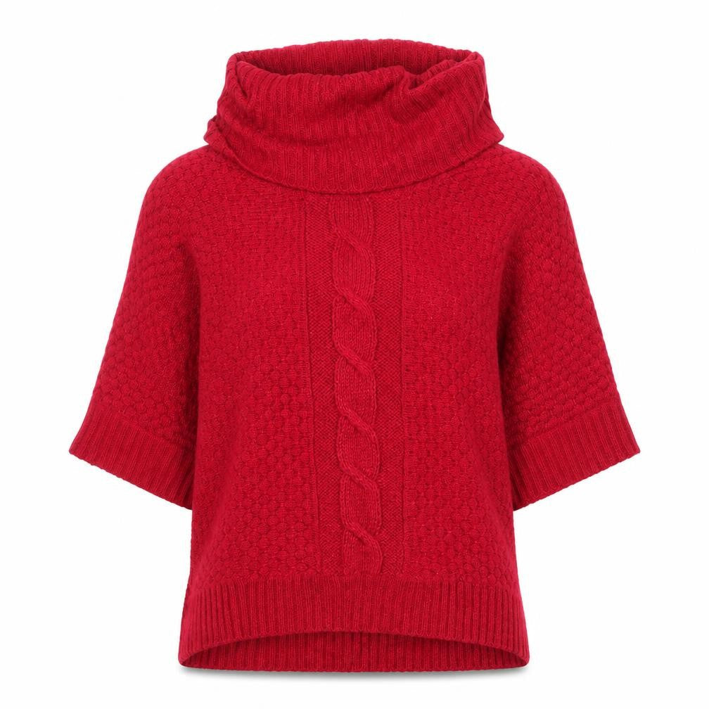 Front view of Sis women’s pink roll neck acrylic jumper, size M