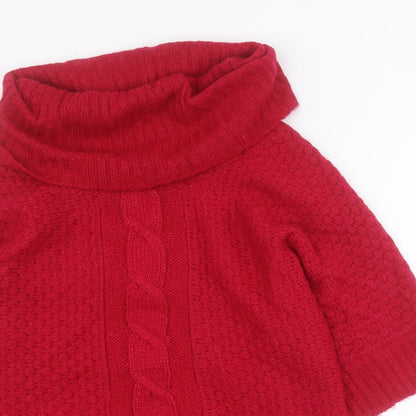 Sis Womens Pink Roll Neck  Acrylic Pullover Jumper Size M