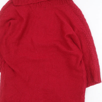 Sis Womens Pink Roll Neck  Acrylic Pullover Jumper Size M